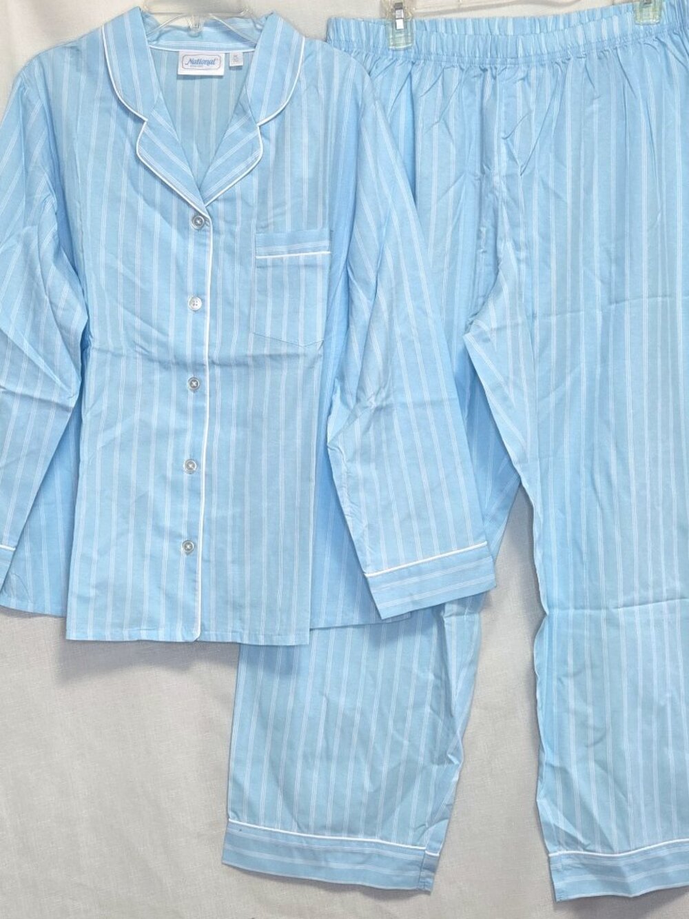 Women's 2 pc. Blue/White Pinstripe Pants & Top Pajama Set